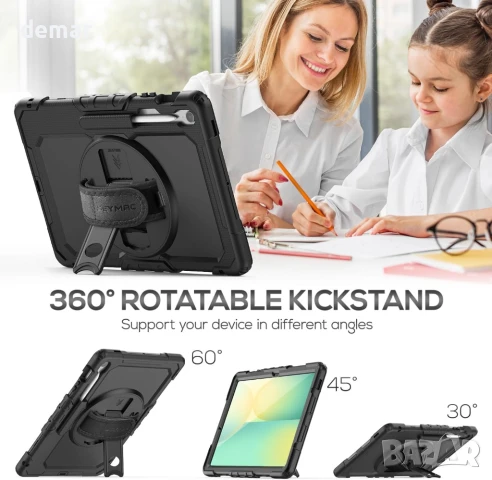 Калъф SEYMAC за Samsung Galaxy Tab S10 FE+ Plus 13.1 инча 2025 SM-X620 X626 X626B, черен, снимка 4 - Таблети - 50595459