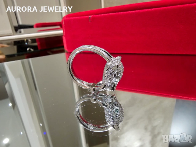 CARTIER Panthere de Cartier White Gold Paved Head Diamonds Пръстен, снимка 7 - Пръстени - 53238592