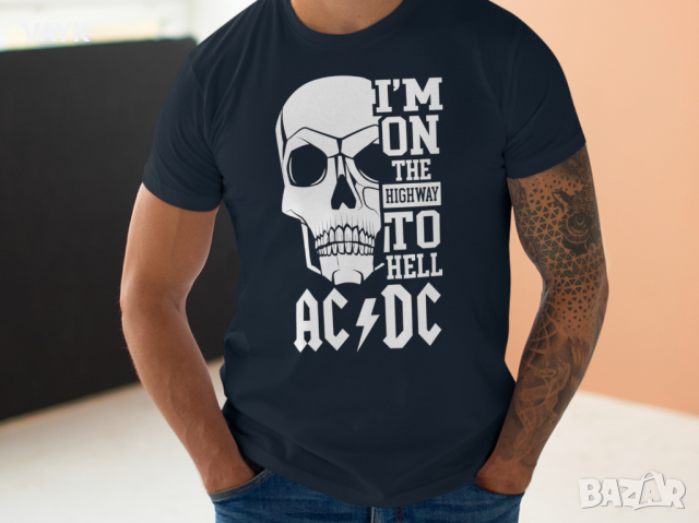 Тениска с декоративен печат - AcDc I'M On The Hell, снимка 3 - Тениски - 44874562