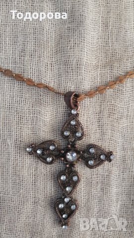 Масивен с камъни и позлатена верижка, снимка 2 - Антикварни и старинни предмети - 28454781