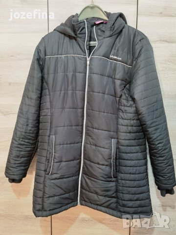 Зимно яке унисекс с качулка черно със светлоотразителни лентички