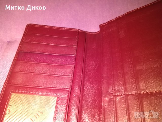 Арт женско портмоне за карти естествена кожа винено 190х100мм, снимка 5 - Портфейли, портмонета - 27415397