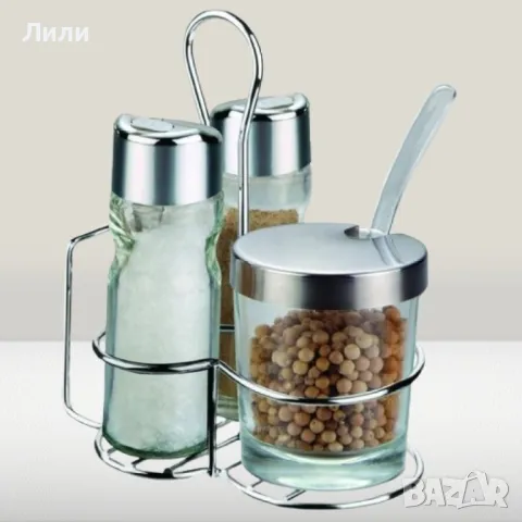 Комплект за маса - Bohmann BH 7804, за сол, пипер и захар, поставка с място за салфетки, снимка 4 - Аксесоари за кухня - 48450309