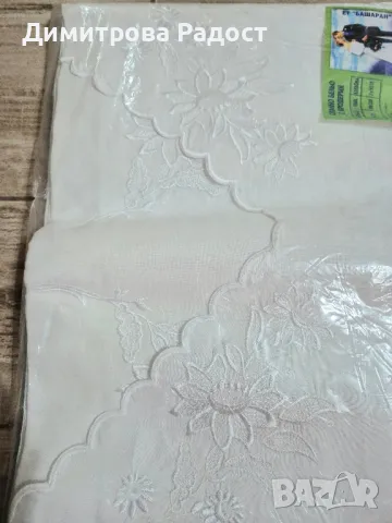 Спален комплект с бродерия от соца ! Състояние ново! , снимка 2 - Спално бельо - 49652263