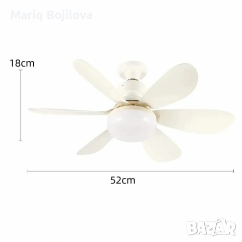 Модерна вентилаторна лампа с форма на цвете, LED осветление, дистанционно, 40W, 1200 лумена, снимка 4 - Полилеи - 53204945