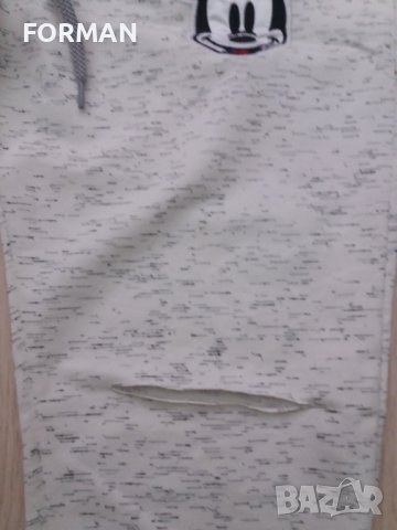 Меланжиран бял спортен панталон с леко смъкнато дъно тип потур и с бродерия Мини Маус, снимка 3 - Панталони - 44009975