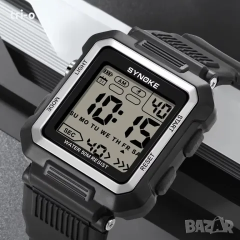 SYNOKE Унисекс електронен спортен ръчен часовник светещ хронограф Водоустойчив военен, снимка 6 - Мъжки - 47309858