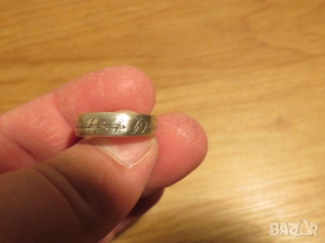 Стар мъжки сребърен пръстен  - Властелинът на пръстените с гравирано елфско слово - уникален, снимка 2 - Пръстени - 28790752