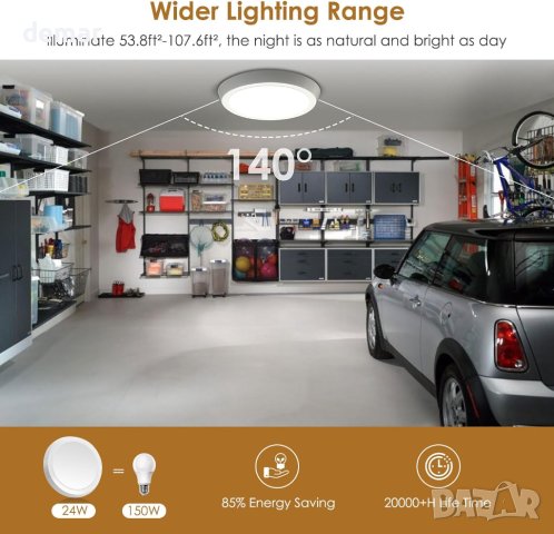 Модерна тънка LED таванна лампа 24W 6000K, снимка 6 - Лед осветление - 43187233