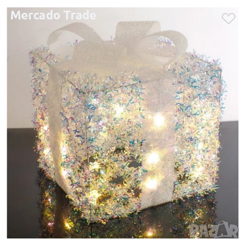 Коледен Светещ подарък Mercado Trade, 25 LED лампички, Бял