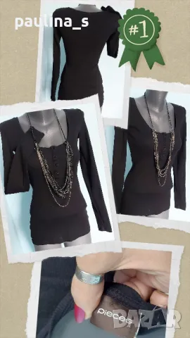 Два броя / Маркова блуза / рипс "S'Oliver" и "Pieces" / унисайз , снимка 9 - Блузи с дълъг ръкав и пуловери - 44777619