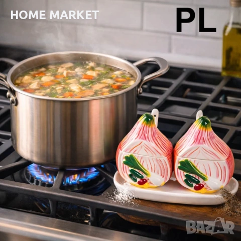 Керамична солница и пиперник – Комплект във форма на лук с поставка  , снимка 4 - Други стоки за дома - 53562376