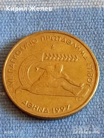 Монета 100 драхми 1997г. Гърция VI Световно първенство по лека атлетика Атина 52170, снимка 3 - Нумизматика и бонистика - 49991772