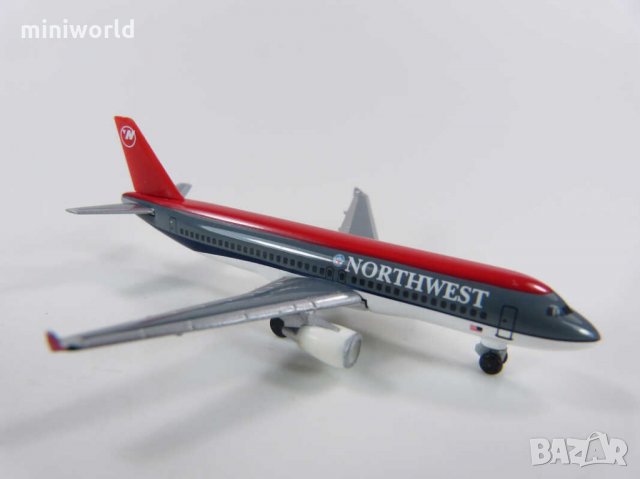 Airbus A320-200 Northwest Airlines самолет - мащаб 1:500 на HERPA Wings моделът е нов в кутийка, снимка 2 - Колекции - 32293963
