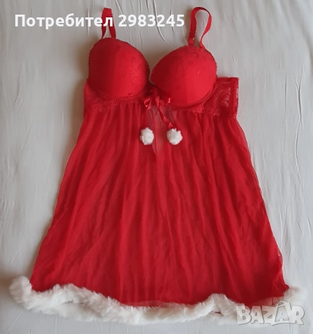  Коледна секси дантелена нощница 