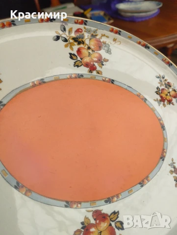 Есенни цветове Винтидж плато произведено в Англия с плодови мотиви. 30-те години на миналия век. , снимка 5 - Антикварни и старинни предмети - 50591852