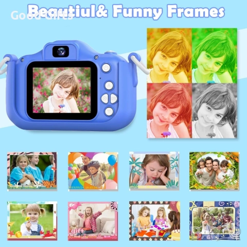 Детска дигитална камера с динозавър – Dual камера отпред и отзад, 1080P видео, 32GB карта, игри и ра, снимка 4 - Фотоапарати - 52937522