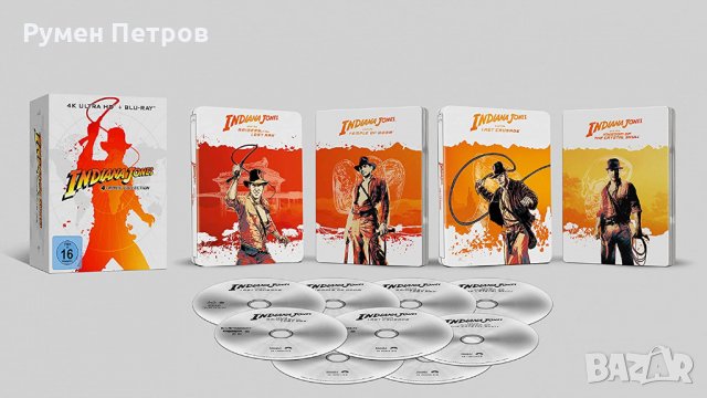 Нова 4К + блу рей стилбук 9 диска колекция ИНДИАНА ДЖОУНС 2022 4k Steelbook INDIANA JONES , снимка 2 - Blu-Ray филми - 33888052
