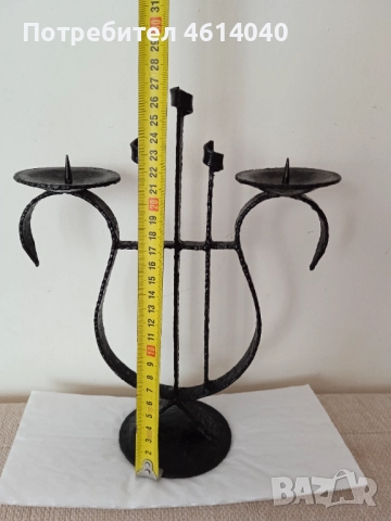 Свещник кован 27 см , снимка 2 - Други - 52586134