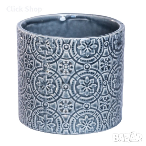 Керамична кашпа в сиво антик