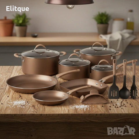 Пълен комплект съдове Edenberg EB-5654 (20 части) с кован алуминий и 3-слойно незалепващо покритие