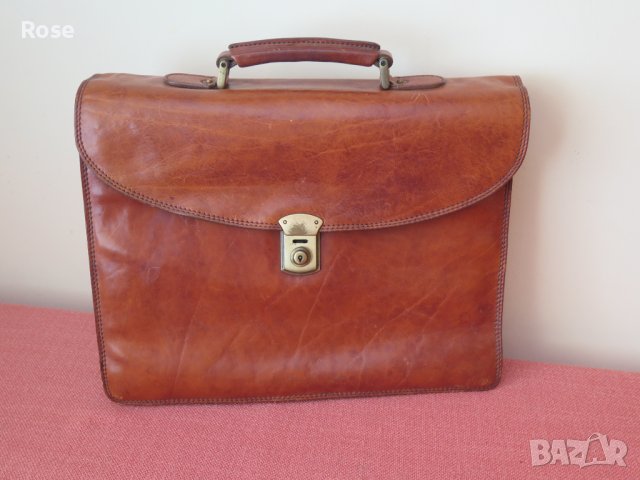 Vintage, Italy,кожена чанта за документи, бизнес чанта, снимка 15 - Чанти - 43396920