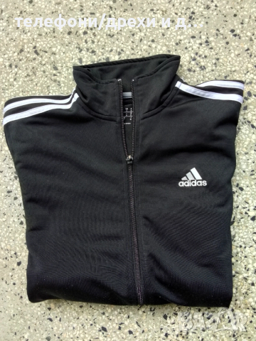 Дамско спортно горнище Adidas Three Stripe Full Zip, черно, размер S, снимка 3 - Спортни екипи - 52590303