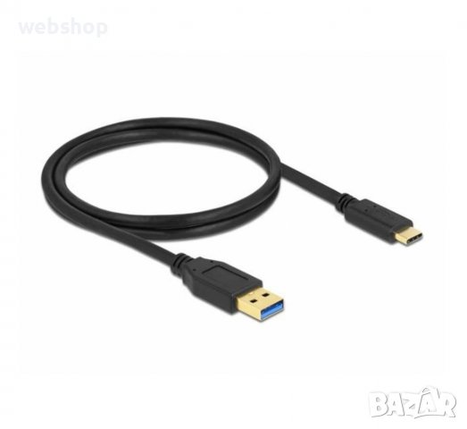 Кабел Type-C Delock, super speed, бързо зареждане,USB-A 3.2(м), USB-C(м), 1m, 10GBps, снимка 2 - Друга електроника - 39034885