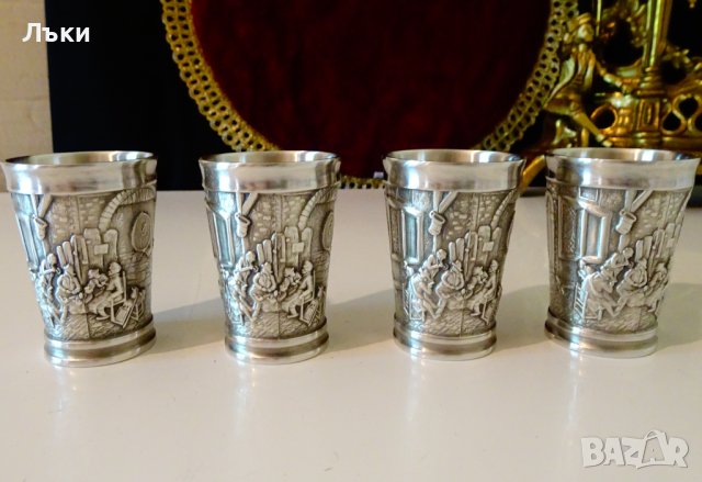 Чаши от калай за ракия Kassack. , снимка 2 - Антикварни и старинни предмети - 37654453