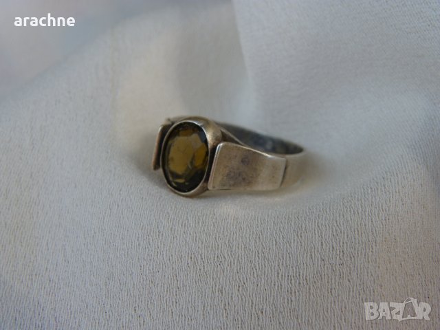 Рядък стар сребърен немски пръстен с флуоресциращ флуорит, снимка 5 - Пръстени - 36601529