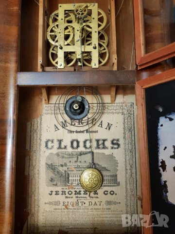 Стар американски стенен часовник, снимка 6 - Антикварни и старинни предмети - 27492639