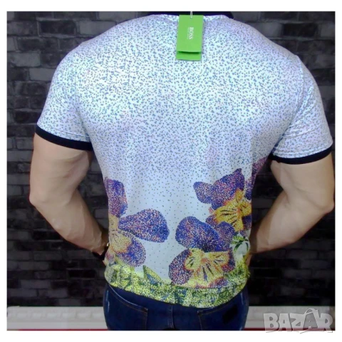 🌸 Уникална мъжка риза Hugo Boss с флорални мотиви 🌸, снимка 2 - Тениски - 51130312