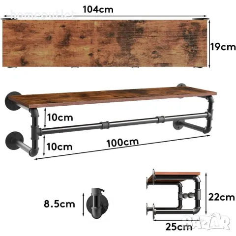 ПРОМОЦИЯ Стенна закачалка в индустриален стил JJ-XZ182, снимка 7 - Закачалки - 49288136