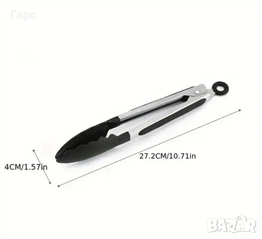 Кухненски щипки от неръждаема стомана със силиконови върхове -27см., снимка 2 - Други - 48508770