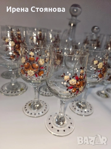 Комплект ръчно рисувани чаши за ликьор, ракия, вино, шампанско. Rattenberg Tirol K Glass, снимка 5 - Чаши - 53391065