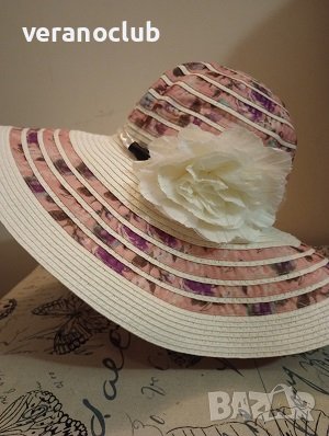 Цветна текстилна капела Цвете 54 см, снимка 2 - Шапки - 40116627