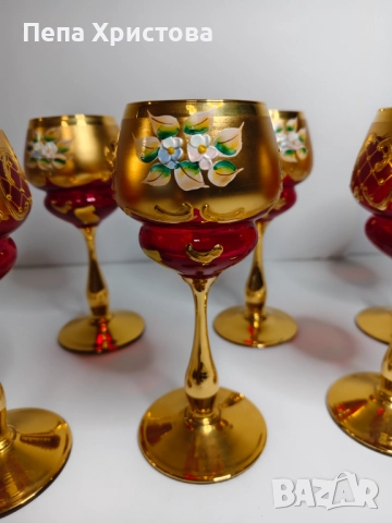 чаши за вино от италиански цветен кристал , снимка 4 - Чаши - 52901624