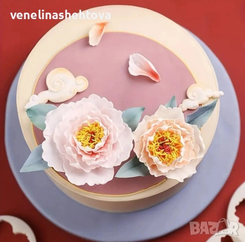 4 броя големи резци резец божур фондан декорация торта бисквитки тесто, снимка 2 - Форми - 52832292