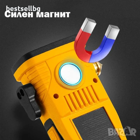 Мощен акумулаторен LED фенер със соларен панел къмпинг лампа осветление за аварии автомобил палатка, снимка 5 - Къмпинг осветление - 50861553