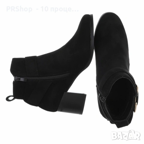 Дамски боти Shelton, еко велур, черни, снимка 2 - Дамски боти - 53240478