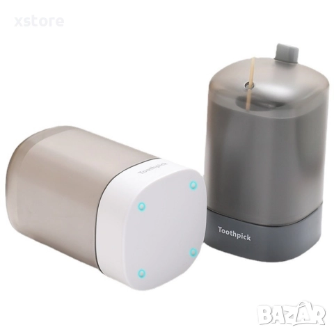 Уред за съхранение и изваждане на клечки за зъби с бутон / Цвят: Сив, бял, снимка 5 - Други стоки за дома - 52699145
