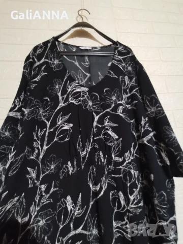 ДЪЛГА РОКЛЯ В ЧЕРНО И БЯЛО 4XL-6XL, снимка 2 - Рокли - 51010217