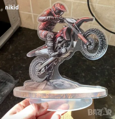 2D Акрилен топер Мотор моторист Байкър мотоциклет на стойка основа украса декор статуетка, снимка 2 - Други - 50136092