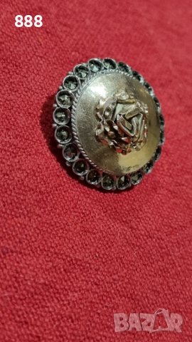 Антична сребърна брошка с маркизити , снимка 3 - Колиета, медальони, синджири - 44005386