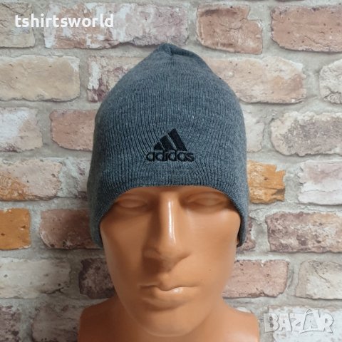 Нова зимна шапка с логото на марката ADIDAS (Адидас) в сив цвят