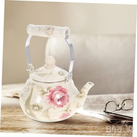 Емайлиран чайник с винтидж декор 1.5л / 70783, снимка 1 - Аксесоари за кухня - 43294270