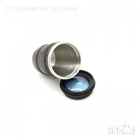 1035 Термо чаша с прозрачен капак с дизайн на фото обектив, снимка 4 - Други стоки за дома - 34585483