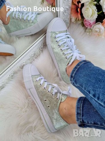 Дамски кецове в бледо зелено , снимка 5 - Маратонки - 44036914