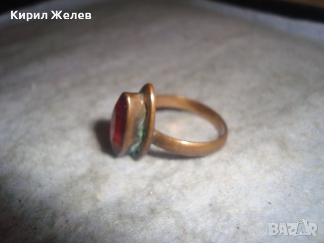 СТАРИНЕН МЕДЕН ПРЪСТЕН със СКЪПОЦЕНЕН КАМЪК ЮВЕЛИРНО РЪЧНО ФАСЕТИРАН ГОЛЯМ НЕТУРАЛЕН ГРАНАТ 27815, снимка 5 - Антикварни и старинни предмети - 36772100