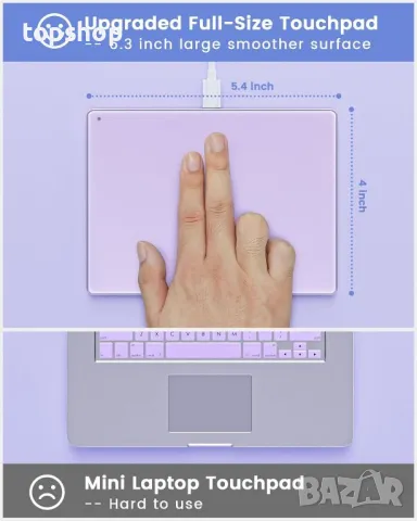 Тъчпад Seenda за Windows 10/11, външен кабелен тънък алуминиев USB тракпад 6,3 инча, стъкло Н7,лилав, снимка 4 - Друга електроника - 50302958